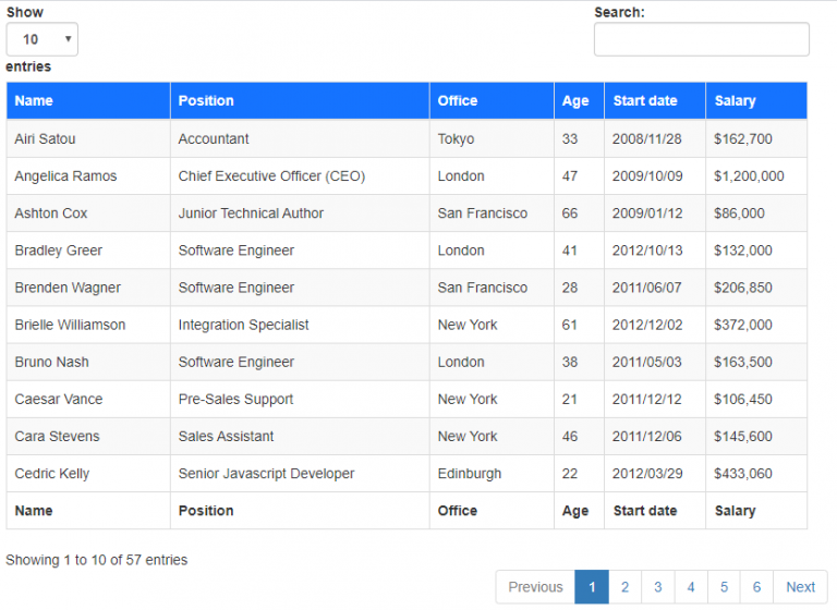 How to integrate data table plugin in HTML and CSS – Coding Birds Online