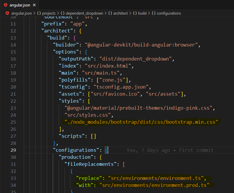 Setting up bootstrap and environment files in Country State City Dropdowns in Angular